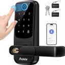 Aceele Keyless Entry Fingerprint Smart Door Lock, Built-in Wi-Fi, Electronic Lock for Front Door with Touch Digital Keypad and Handle, Automatic Door Knob for Apartment/Home/Bedroom(Black)