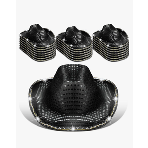 Tisancy 20 Pack Lights Cowboy Cowgirl Hat LED Flashing Light Up Hat for Western Bachelorette Party Wedding Bridal