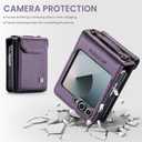 ASAPDOS Crossbody Case Compatible with Samsung Galaxy Z Flip 6/Z Flip 7 FE,Retro PU Leather Strap Wristlet Flip Case with Magnetic Closure and Card Holder for Men Women Purple