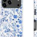 Goodon for iPhone 17 Pro Max Case Cute,Aesthetic Vintage Blue Wildflower Shell,Compatible with Magsafe,Trendy Unique Cool Retro Coquette Floral Protective Slim Silicone Phone Cover for Women Girls (Azure Botanical Pattern)