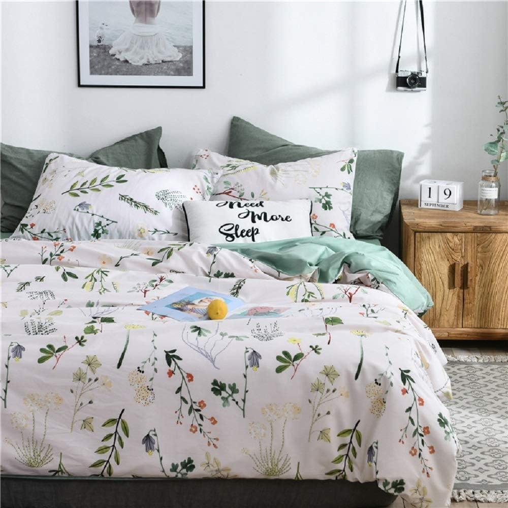 Floral Duvet Cover Twin 100% Soft Cotton 3 Pieces Twin Flower Bedding Set Eastern Garden Blossom Reversible Duvet Cover, with Zipper Closure, Breathable (No Comforter)  Twin(68"x90"), 716