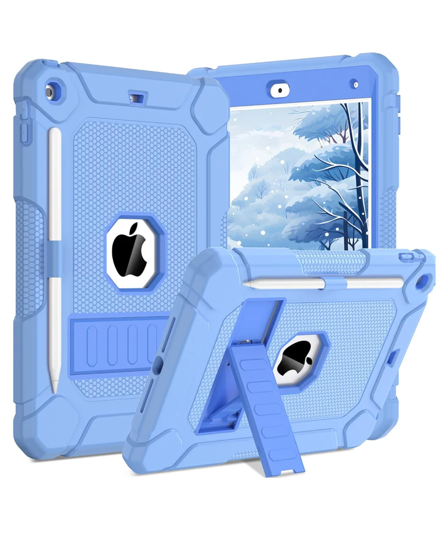 BMOUO Case for iPad 9th 8th 7th Generation (10.2 inch, 2021/2020/2019), Shockproof Protective iPad 10.2 Case with Built-in Stand/Pencil Holder, Blue
