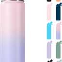 Fijinhom 24 oz Insulated Water Bottle with Handle, 304 Stainless Steel Water Bottles with Wide Mouth, Double Wall Vacuum Sports Water Bottle, BPA Free, Keep Cold and Hot, Pink/Purple