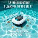 STARRYBOT Cordless Robotic Pool Cleaner with Dual high-Efficiency Motors Delivers Strong Suction, Smart Self-Parking,Smart LED Indicator,Pool Vacuum for Above-Ground Flat Pool up to 900 Sq.ft(White)