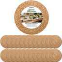 13 Inch Round Woven Placemats Set of 24, Boho Farmhouse Rustic Rattan Wicker Braided Chargers for Dining Table, Water Hyacinth Jute Place Mats for Dinner Plates, Outdoor Patio & Wedding Decor