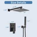 INAGE 10 Inch Shower Faucets Sets, Matte Black Shower System with Push Button Diverter, Shower Fixtures Rain Shower Head and Handheld, Shower Combo Set Rough-in Valve and Trim Kit - IN91165B