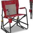 GCI Outdoor Freestyle Rocker Camping Chair | Portable Folding Rocking Chair with Solid, Durable Armrests, Drink Holder & Comfortable Backrest Cinnamon