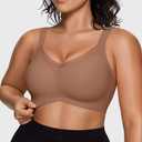 Vertvie Wireless Bras Women Seamless Jelly Supportive Mesh Crossover Bra No Underwire Push Up Full Coverage T-Shirt Bralette Vervie Brown XXL