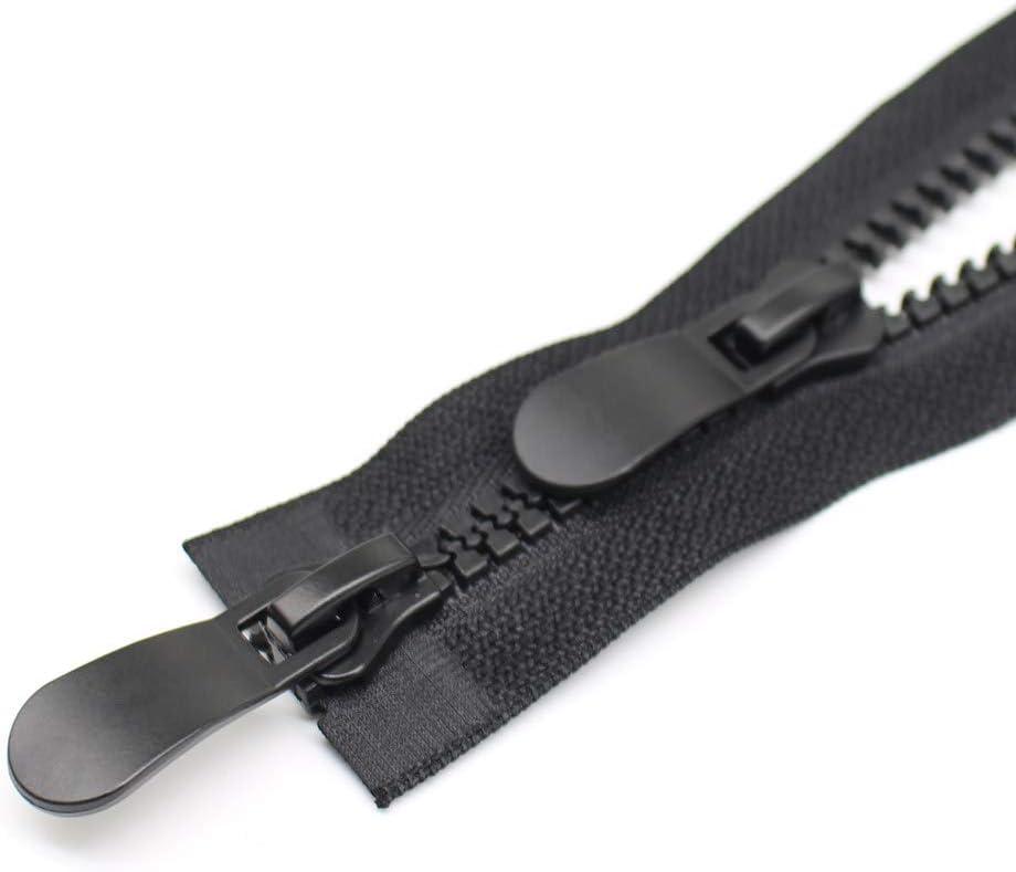 YaHoGa #8 38 Inch Two Way Separating Zipper Large Plastic Zippers for Sewing Coat Parka Down Jacket Heavy Duty Resin Zippers Bulk (Black 38")