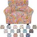 Floral Pattern Stretch Sofa Cover Printed Couch Covers 2 Piece Armchair Slipcover Set with Chair Cushion Cover, Washable Furniture Protector Elastic Living Room Sofa Covers,for Kids Pet (Small)