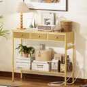 Entryway Table with Power Outlets, 38" Console Table with Drawers, 12.2"D x 37.8"W x 31.5"H