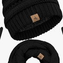 Winter Warm Fleece Knit Hats Touch Screen Gloves Neck Scarf Set Winter Gifts for Unisex Adult