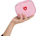 Portable Mini First Aid Pouch, Empty Travel Medicine Bag Double Zippers Handy Pills Pocket for Travel Home, Small Size (Pink)