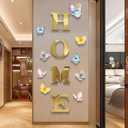 Home Letters Sign Wall Decor Living Room Gold Acrylic Mirrors Art Wall Stickers Peel and Stick Wall Decals Modern Decoration Pictures for Living Room Entryway Dining Room Murals