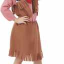fun shack Cowgirl Outfit Kids Costume, Girls Cowgirl Dress for Parties, Western Themed Dress Up for Children (X-Large, Brown)