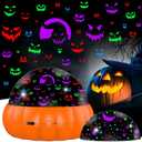Halloween Pumpkin Night Light Projector for Kids, Star Projector Night Lights with Jack O'Lantern Faces - Starry Theme, 15 Color Changing and 360 Degree Rotation, Halloween Decor and Gift