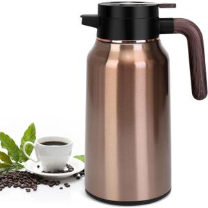 68oz Thermal Coffee Carafe, Stainless Steel Carafes for Hot Liquids 36 Hours, Insulated Coffee Carafes For Keeping Hot Coffee, Hot Water, Tea, Hot Beverage (Gold)