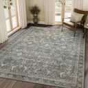 10X14 Area Rugs Machine Washable Rugs for Living Room, Vintage Boho Large Rugs for Bedroom Dining Room, Non Slip Indoor Soft Distressed Lightweight Thin Low Pile Carpet, Terracotta