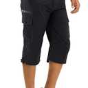 TACVASEN Cargo Shorts for Men Quick Dry 3/4 Length Hiking Work Capri Pants Golf Travel Stretch Capri Shorts with 7 Pockets Black Size 38