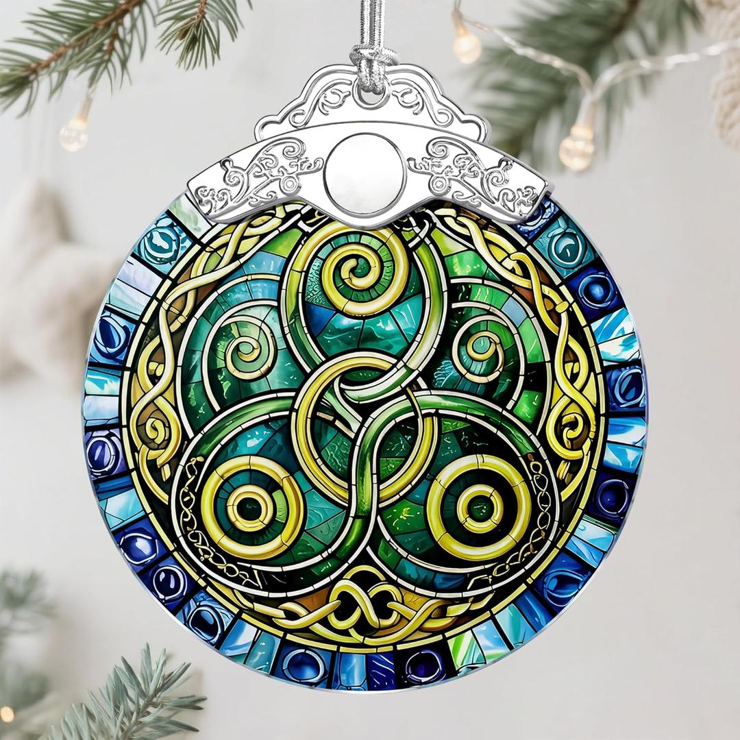 3 x Celtic Triskelion Stained Glass Ornament  Christmas Ornament, Christmas Tree Ornament & Perfect Holiday Decor, Housewarming Gift, Irish Gift, Gifts for Women, Friends or Family