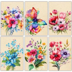 PARTH iMPEX 36 Blank Floral Note Cards With Envelopes - 4 x 6 inch All Occasion Greeting Cards, Cute Vintage Flowers Stationery Thank You Notecards and Sealing Stickers