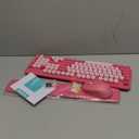 Wireless Keyboard and Mouse Combo - Round Keycaps, Full-Size Retro Typewriter Keyboard with Detachable Wrist Rest, Sleep Mode & Tilt Legs, 2.4GHz Cordless Connection for Mac/Windows/PC (Hot Pink)