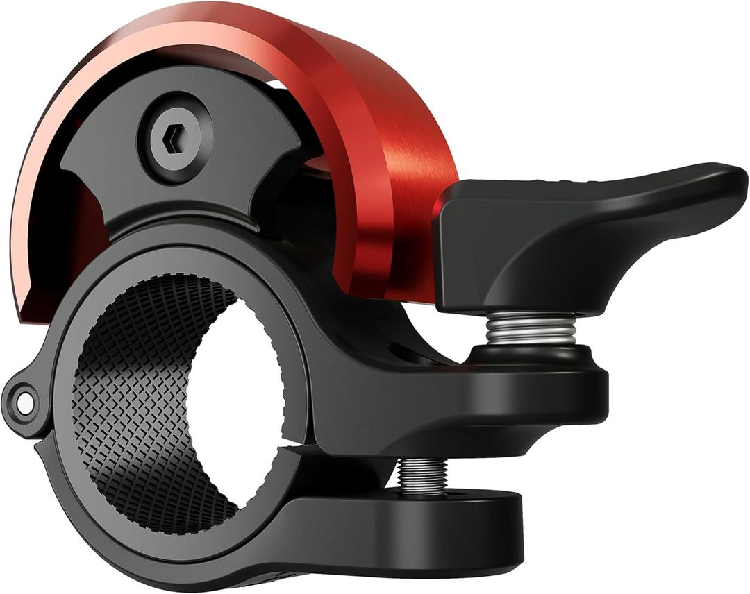 Greallthy Bike Bell, Aluminum Alloy Bicycle Bell with Clear Loud Sound, Bike Bells for Adults and Kids, Sturdy and Compact Bell Fits 0.75-1in(19-25.4mm) Handlebar for Mountain, Road Bikes. (Red)
