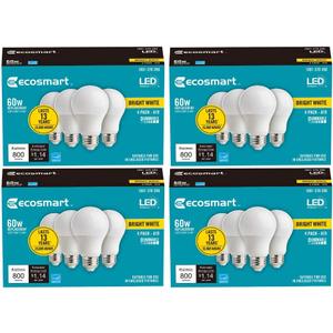 60-Watt Equivalent A19 Dimmable Energy Star LED Light Bulb Bright White (3000K)(16-Pack)