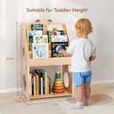 5 Tier Montessori Bookshelf with Toy Storage, Large Toddler Bookshelf with Chalkboard, Baby Bookcase Book Display Shelve for Kids Bedroom, Nursery, Classroom, Kids Furniture for Boys Girls 1+