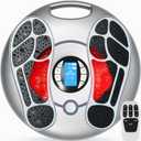 Foot Massager for Neuropathy, EMS TENS Foot Stimulator for Circulation and Pain Relief, TENS Unit Muscle Stimulator with 4 Electrode Pads, Fits Up to 11"