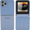 PUSOKEI 2G Flip Cell Phone, 2.6 HD Display, Big Buttons, Clear Sound, High Resolution Camera, Built in LED Flashlight, Mobile Phone with 1400mAh Battery for Seniors (Blue)