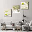 Wieco Art 3 Piece Floral Giclee Canvas Prints Wall Art Elegant Life Pictures Paintings for Living Room Kitchen Bathroom Home Decor Large Modern Gallery Wrapped Contemporary Pretty Flowers Artwork L, 20 x 20 inches