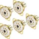 MECCANIXITY 9 pins PCB Tube Socket Ceramics, Vacuum Tube Protect Tube Pin Socket, White Plated Suitable for 12AX7, 12AU7 Tube Pack of 3GZC9-C-2-G