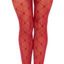 Leg Avenue Womens Love Struck Heart Net Tights (One Size, Red)