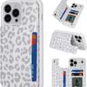 iCoverCase Compatible with iPhone 12/12 Pro Phone Case with Card Holder, Wallet Case for Women Men RFID Blocking PU Leather Case (Gray Leopard)