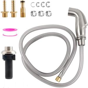 Universal Kitchen Side Sprayer Compatible with Moen Faucet, Kitchen Sink Faucet Sprayer Replacement with Quick Connector/Hose/Holder, Pull Out Sprayer Head Replacement, Easy to Install, Brushed Nickel