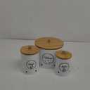 WUWEOT 3 Pack Vegetable Storage Tins, Round Metal Potato Onion Garlic Storage Bins, Farmhouse White Kitchen Canisters Vegetable Fresh Keeper Set with Bamboo Lids and Aerating Holes