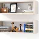 Kaboon 24in Floating Cube Shelves Set of 2, Display Shelves Wall Mount, Decorative Hanging Shelves for Kitchen Living Room Office,(Beige Leather, Rectangle 2 Cubes)