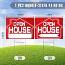 Open House Signs (5 Pack), 16" x 12" Double-Sided Yard Sign With Metal H Stakes, Real Estate Property Sale Directional Arrows, Weather-Proof