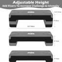 Aroha Aerobic Step Platform, Non Slip Adjustable Height Step Trainer, Grey | Non Slip Adjustable Height Exercise Step Trainer, Home Gym Cardio Workout Equipment for Men Women Beginner to Professional, Gray