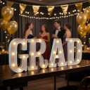 Grad Light Up Letters GRAD Sign for 2026 Graduation Party Decorations, Lighted Marquee Letters for Kindergarten Preschool High School College Grad Party Decor, Table Desk Wall Photo Booth Use