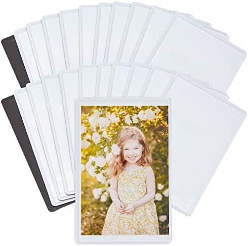 Juvale 5-Pack 2x3 Magnetic Picture Frames for Refrigerator, Locker, Office, Classroom, Wallet Size Photo Pocket Sleeves for Arts and Crafts Projects, Holds 2x3 Photos