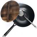 Carbon Steel Wok For Electric, Induction and Gas Stoves (Lid, Spatula and User Guide Video Included) (A-12.5 inch Wok with Wooden Lid)