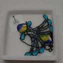 Ornament Stained Glass Window Panel Sun Catcher, 7" x 7" (Blue Iris)