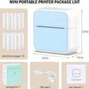 Mini Pocket Printer for iPhone/Android, Portable Mini Thermal Printering with 10 Rolls Non-Sticky Thermal Papers, Blue-Tooth Printers for Journal Memo Notes Photo Study, Blue