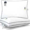 Serta Hotel Collection Bed Pillows Queen/Standard Size Set of 2, 400 Thread Count 100% Cotton Cover, Medium Soft, Support Gusseted Down Alternative Pillow for Back, Stomach or Side Sleepers, 18" x 26" (White)