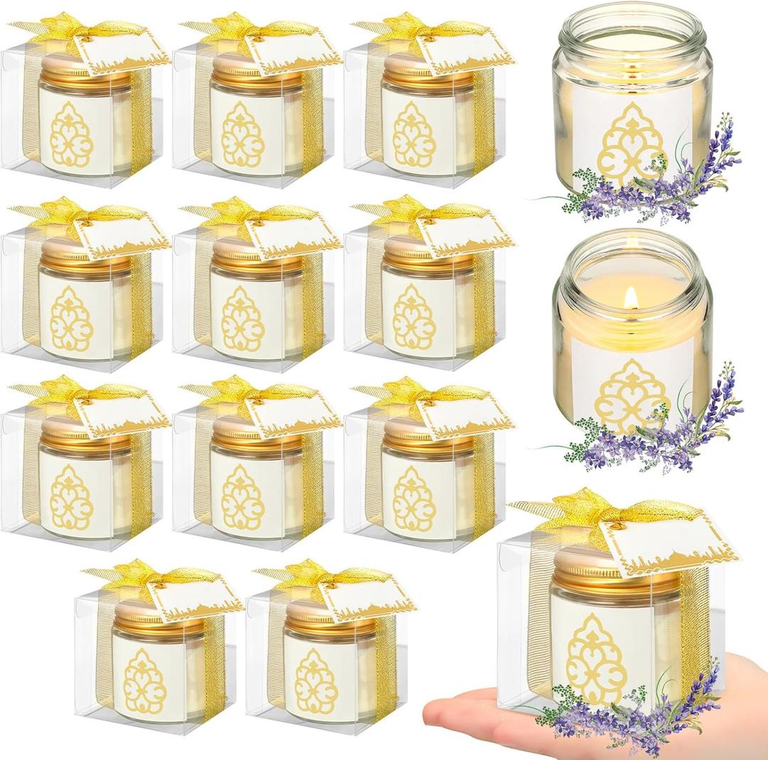Hoolerry 12 Pcs Ramadan Gifts Bulk Candles Eid Party Favors for Women Mubarak Scented Soy Candles Lavender Eid Ramadan Mini Muslim Islamic Gifts Thank You Glass Jar Islamic Festival Party Favors