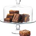 Libbey Selene Glass Cake Stand with Dome Lid, Elegant Curved Footed, Covered Cake Stand, Versatile Serving Dish for Variety of Desserts and More