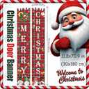 Christmas Door Banner Set 12x71 inch Holiday Porch Signs Red and Green Gnome Design Outdoor Indoor Hanging Decorations (Red 3)