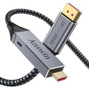 Bidirectional HDMI to DisplayPort Cable, 4K 60Hz Adapter for PS5, Xbox, PC Laptop Monitor TV, HDMI to DP & DisplayPort to HDMI CABE -6Ft